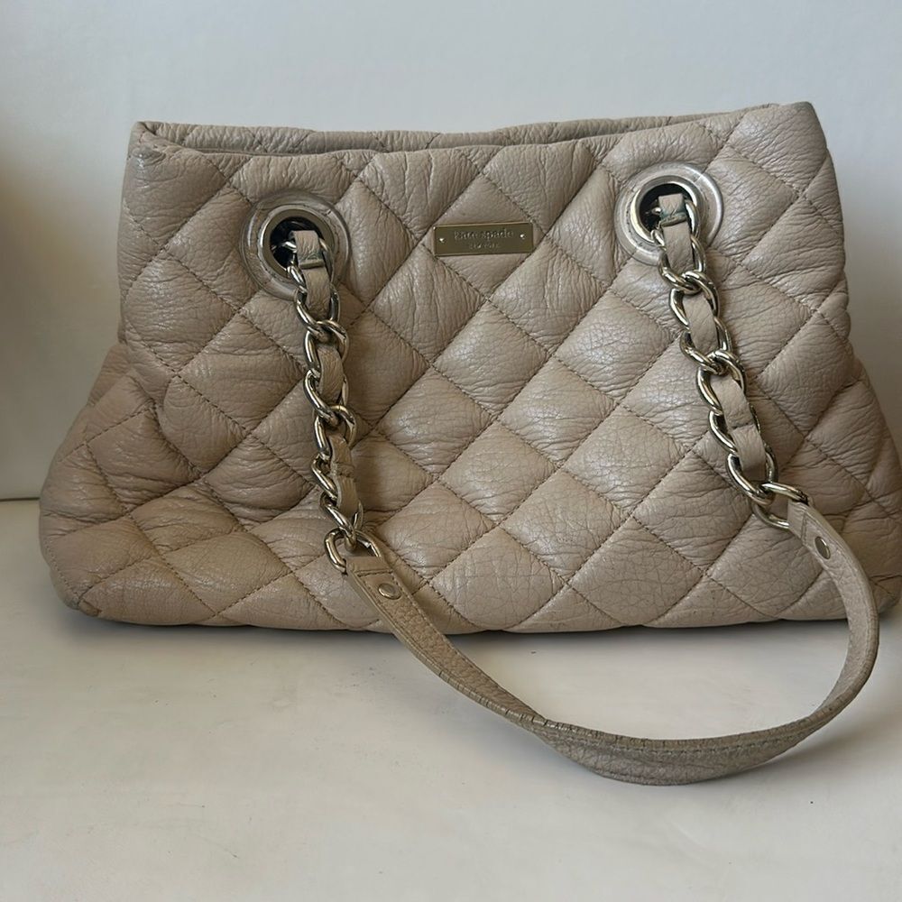 Kate Spade handbag cream leather Gold chain on handle